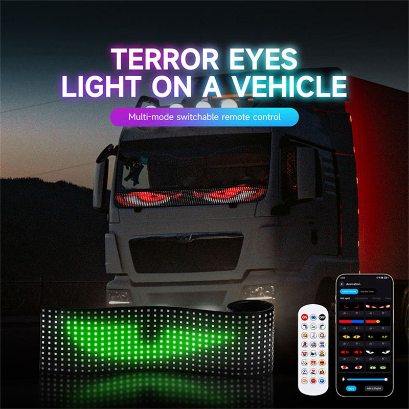 Panel LED de matriz de control de voz por IA - Pantalla suave programable DIY para ventanillas de coche "Ojos de diablo" y "Alas de ángel"
