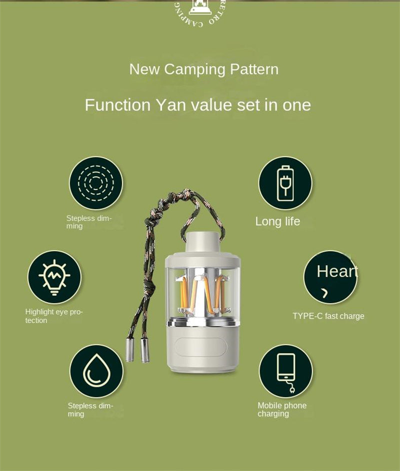 New Portable Table Lamp Multifunctional Rechargeable Lamp Vintage Mini Lamp Atmosphere Light Outdoor Powerbank Charger