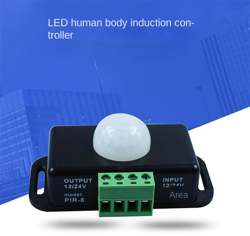 LED Motion Sensor Switch Controller – Infrared PIR Sensor for 12V/24V LED Strip Lights and Lamps