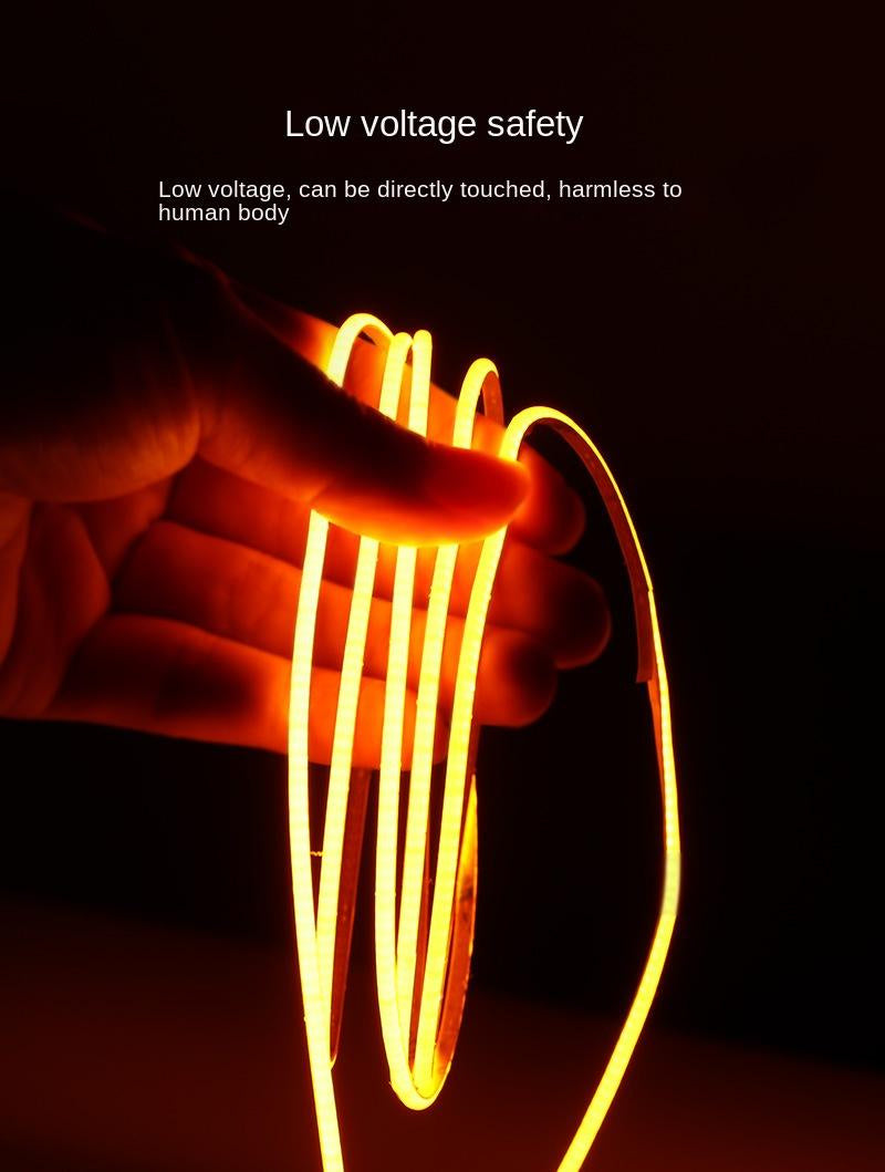 Ultra Slim RGB COB LED Strip Light – 2.7mm Width, 3.7V Super Bright Adhesive Light Strip, High CRI Ambient Lighting for DIY Decor