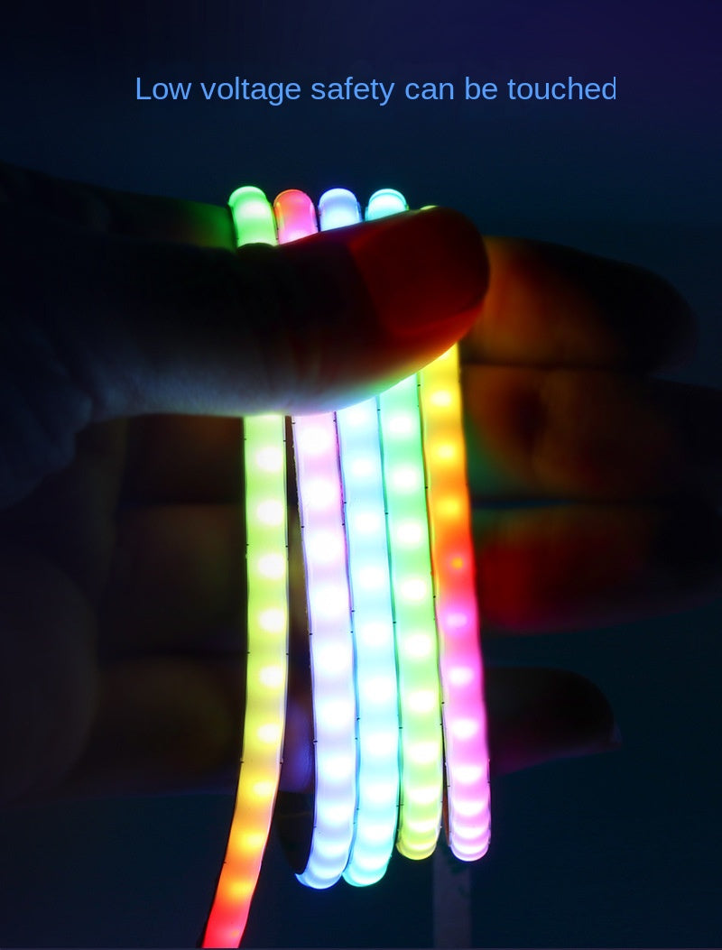 Bande LED COB RGB programmable 5mm - Effets de lumière en flux, IC intégré, adressable individuellement (basse tension 5V) 🌟 Créez des spectacles de lumière hypnotisants sous la forme la plus mince.