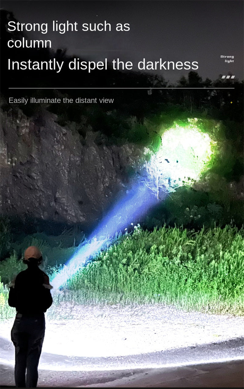 Rechargeable High-Power LED Spotlight – Long-Range Beam + Side Light for Outdoor, Emergency, and Camping Use 🔋 Ultra-bright. Ultra-reliable. Always ready