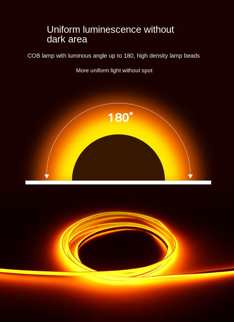 Ultra Slim RGB COB LED Strip Light – 2.7mm Width, 3.7V Super Bright Adhesive Light Strip, High CRI Ambient Lighting for DIY Decor