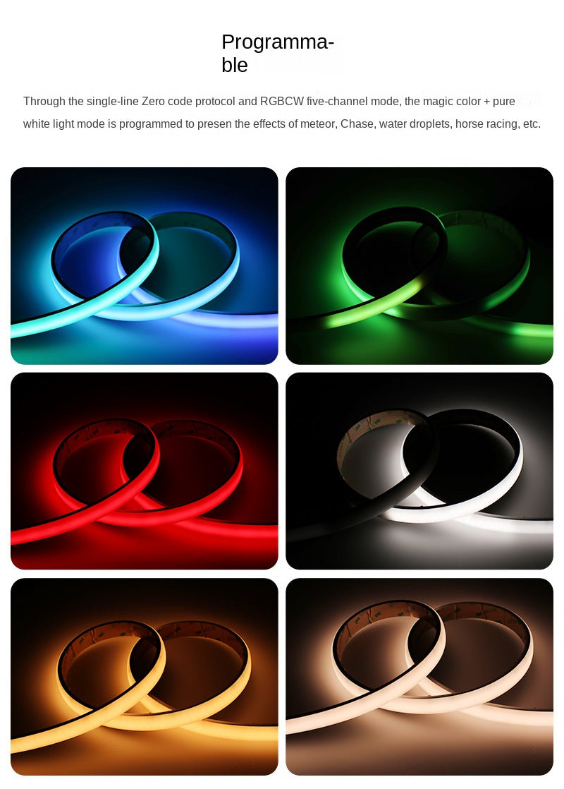 15mm 5-in-1 RGB+CCT Neon LED Strip Light – Flowing, Chasing, and Color-Tunable Magic 🌈