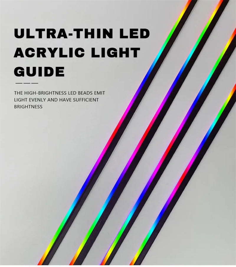 Kit de luces ambientales inalámbricas de acrílico Symphony - Iluminación interior envolvente de 64 colores, control por aplicación y sincronización de luces para los pies