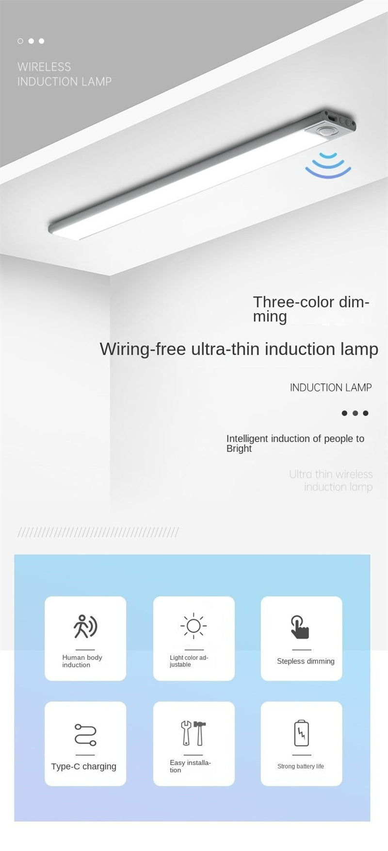 Ultra-Thin Rechargeable Motion Sensor LED Light Strip – Magnetic & Self-Adhesive Cabinet Light for Closet, Wardrobe, Kitchen, Wine Cabinet