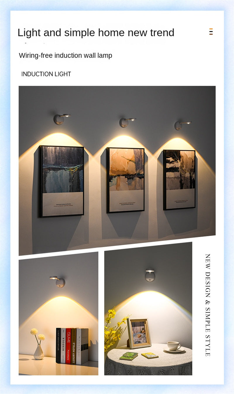 New Wireless Rechargeable LED Wall Spotlight Smart Motion Sensor, Remote Control, Picture Lighting for Indoor Use, No Wiring Needed