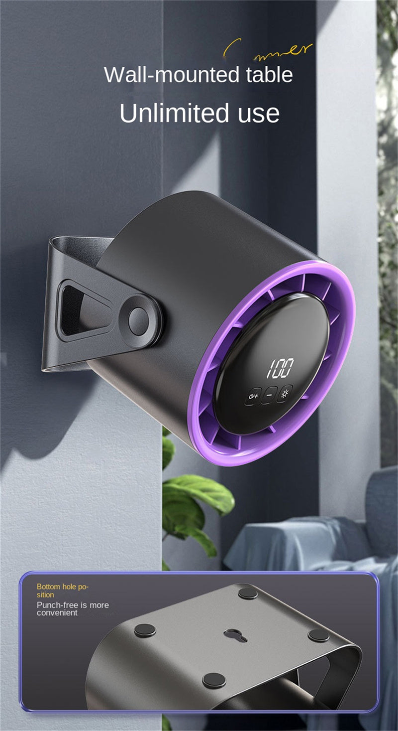 Smart 100-Speed Rechargeable Desk Fan 6" Turbo Circulator with Night Light & LED Display