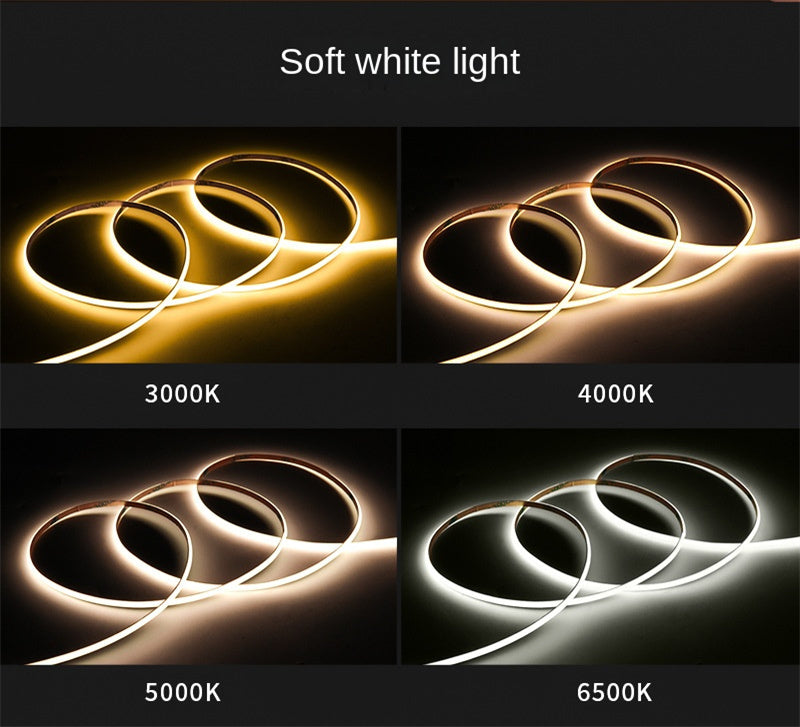 Bande LED COB ultra-mince de 4mm - sans clignotement CRI élevé
