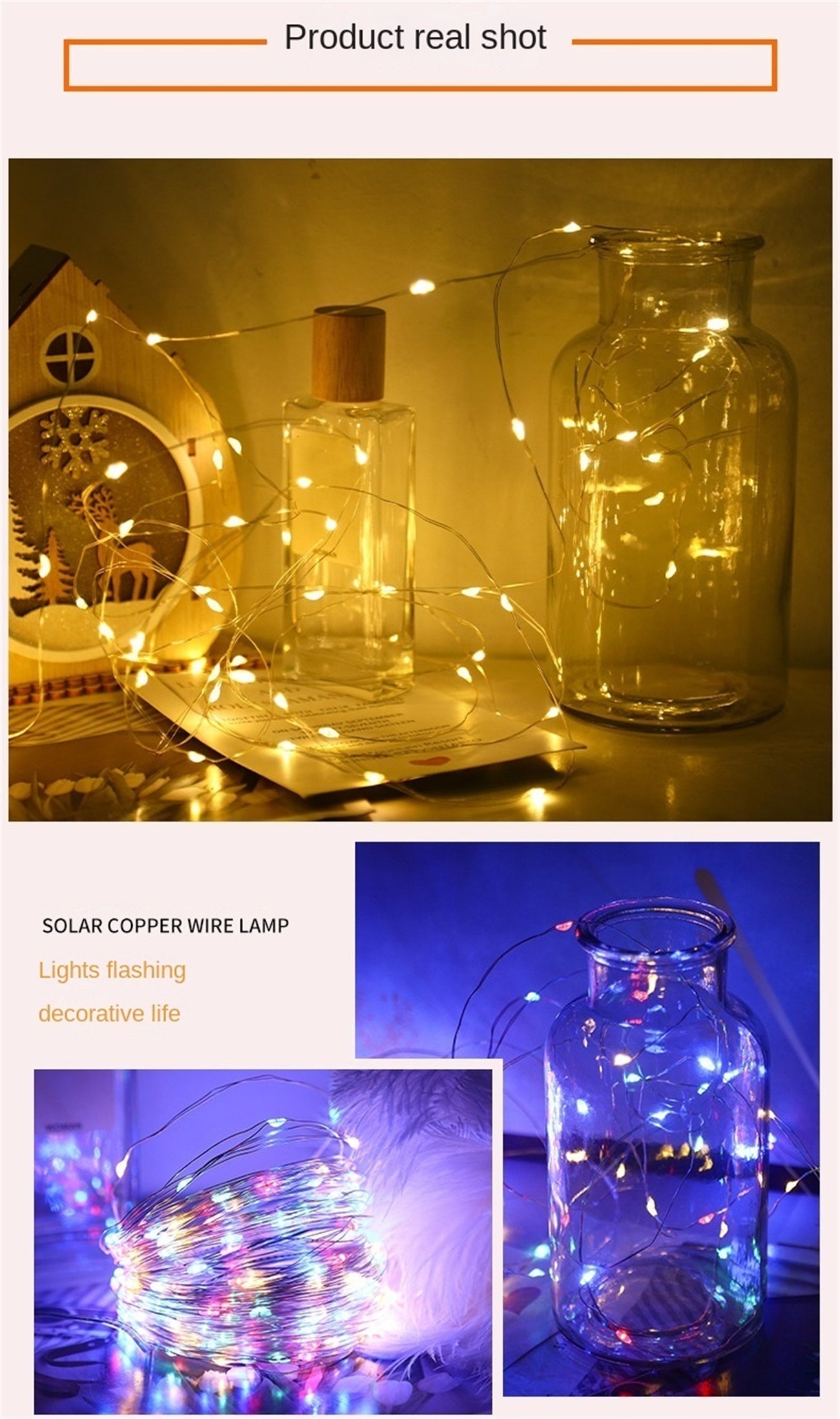 Waterproof Solar Copper Wire Lights Outdoor Decoration Lamp Holiday Decor Fairy Lights