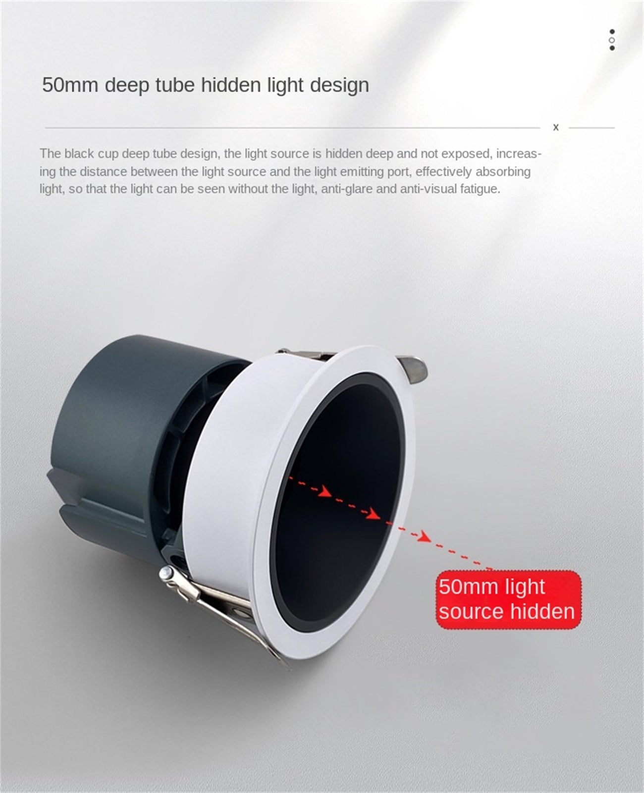 Full spectrum 98 eye protection anti-glare spotlight embedded small hill household narrow edge LED Wall cleaning spotlight three color intelligent dimming