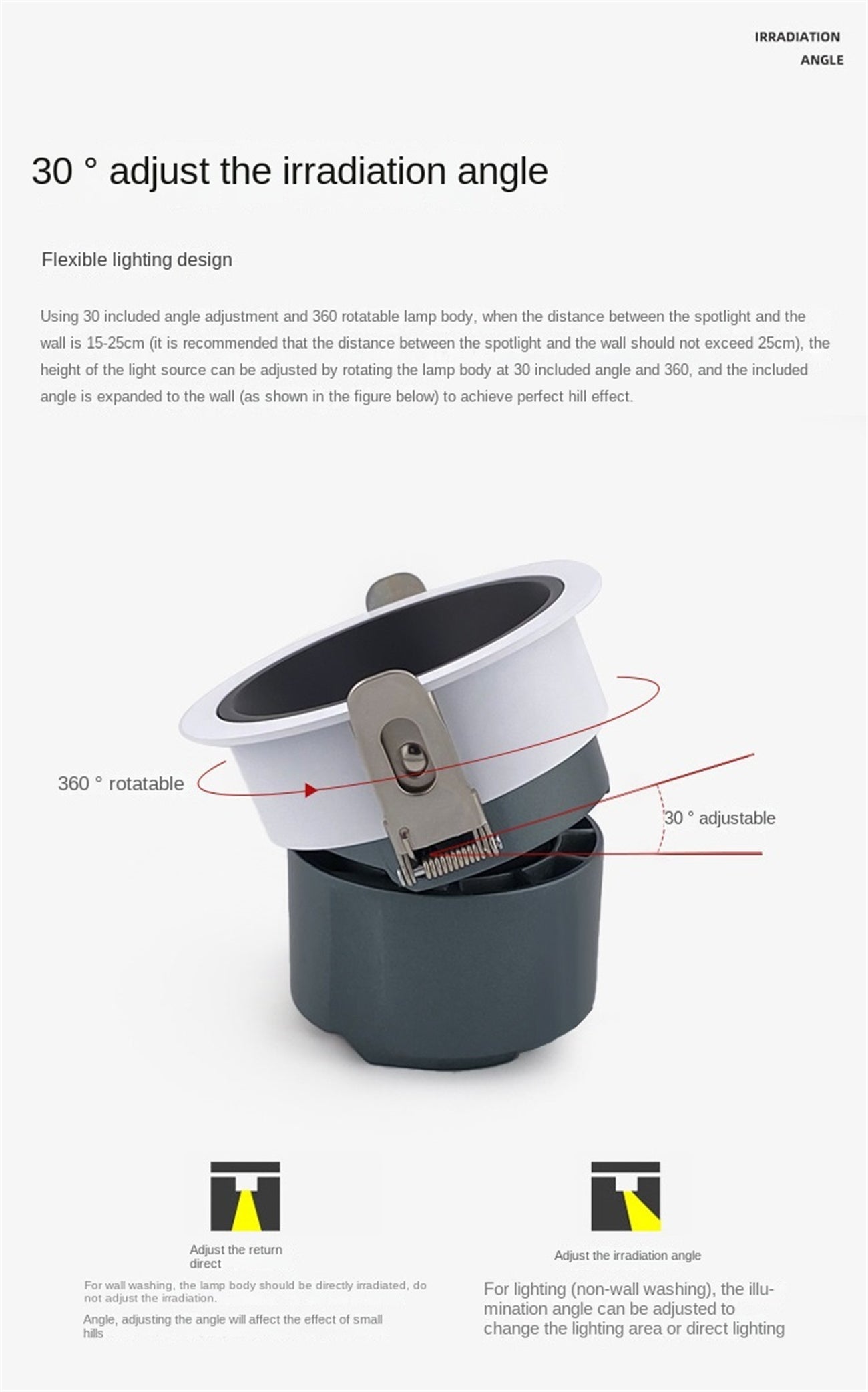 Full spectrum 98 eye protection anti-glare spotlight embedded small hill household narrow edge LED Wall cleaning spotlight three color intelligent dimming