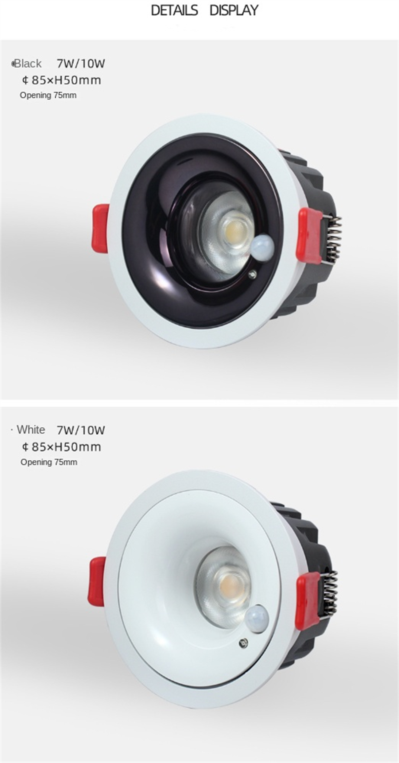 Human body sensing downlights led indoor downlights ceiling anti glare narrow frame embedded photo sensitive LED bulb for staircase corridor recessed downlights