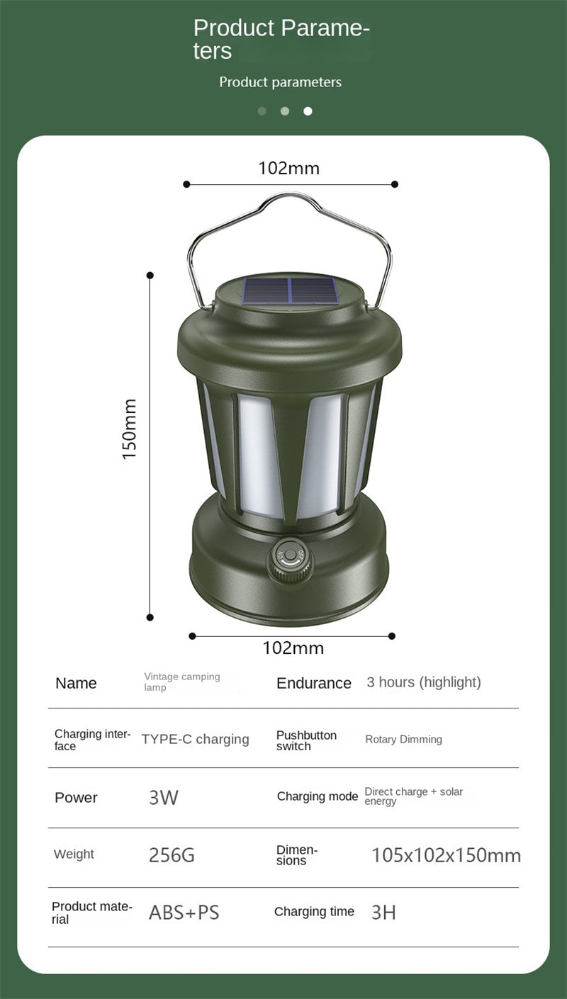 New Arrival Green Lantern Solar Camp Light Portable Rechargeable Lamp Table Lamp Solar Powered Vintage Lamp Multi-functional Portable Led Light