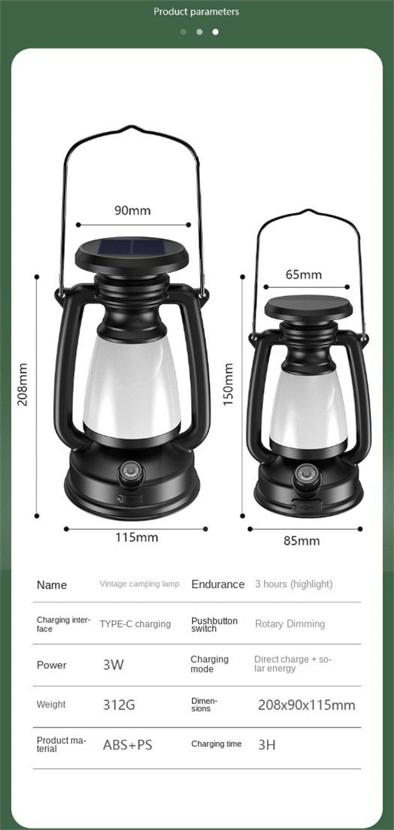 Solar Powered Camping Lantern LED Tent Light Emergency Flashlight Outdoor Camping Light Vintage Hurricane Lamp