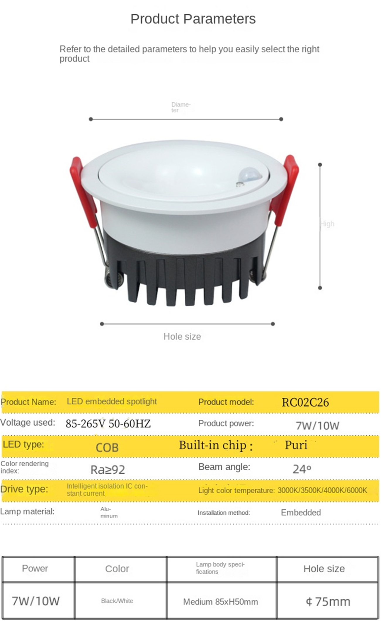 Human body sensing downlights led indoor downlights ceiling anti glare narrow frame embedded photo sensitive LED bulb for staircase corridor recessed downlights