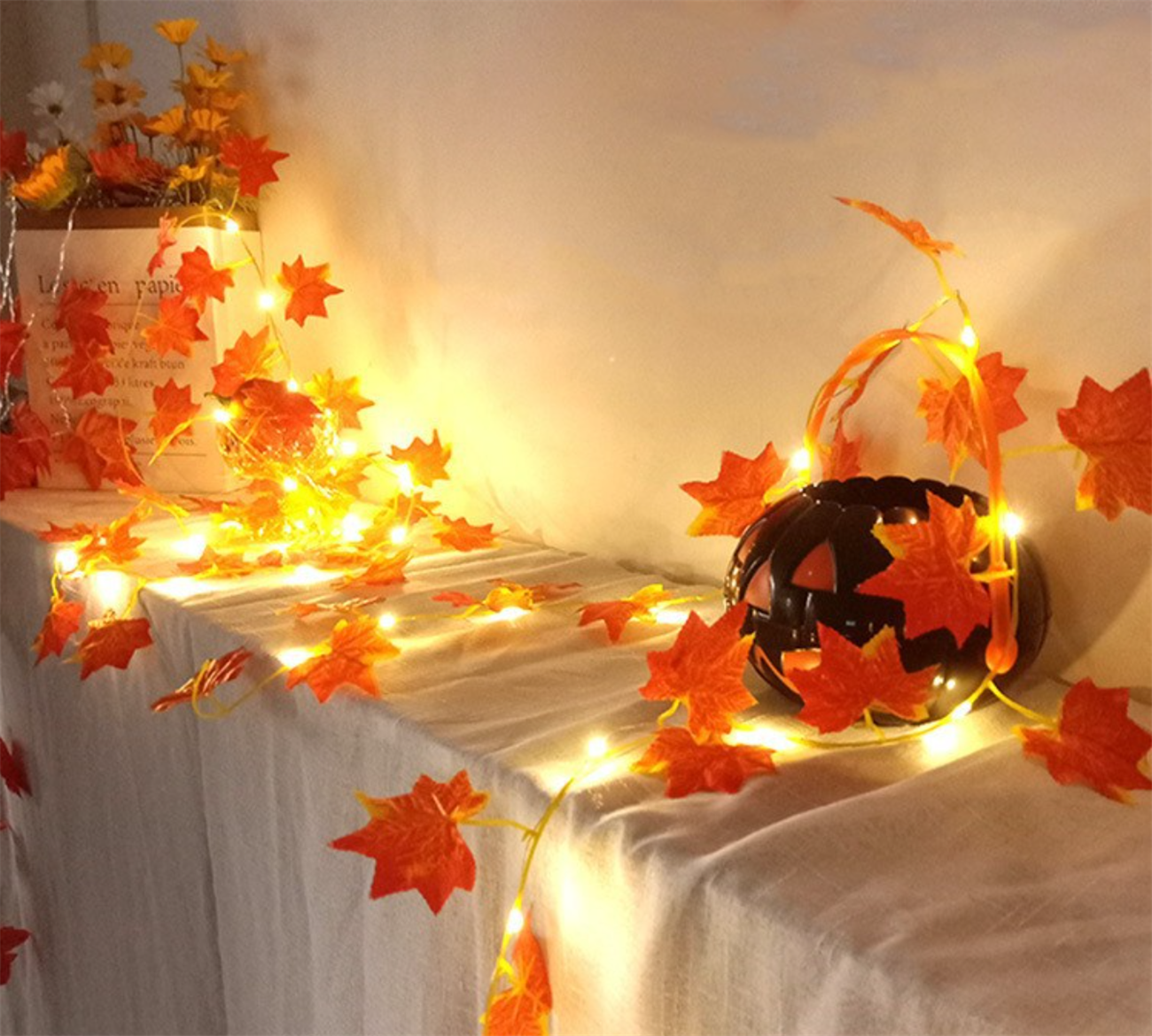 Solar light string LED vine light simulation ivy battery light string courtyard decoration color light copper wire light