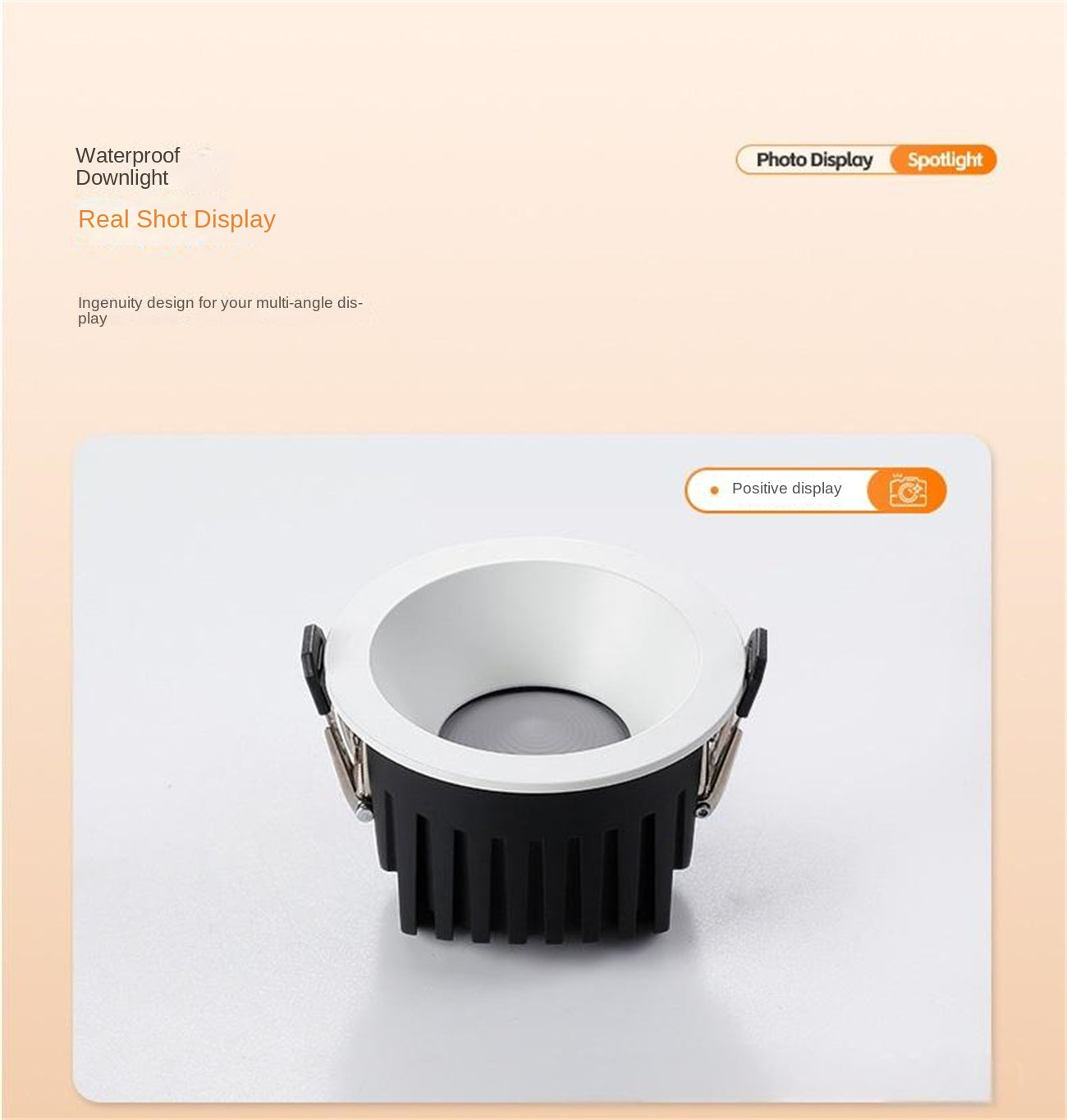 Customized IP65 waterproof tube light embedded in living room LED downlight bathroom cob deep cup eye protection waterproof Dazzling tricolor lighting