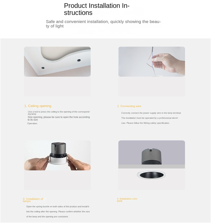 75mm Recessed LED Spotlights - CRI 98 High Color Accuracy, Anti-Glare No Stray Light, Hill-Shaped Beam for Home/Office/Studio Lighting