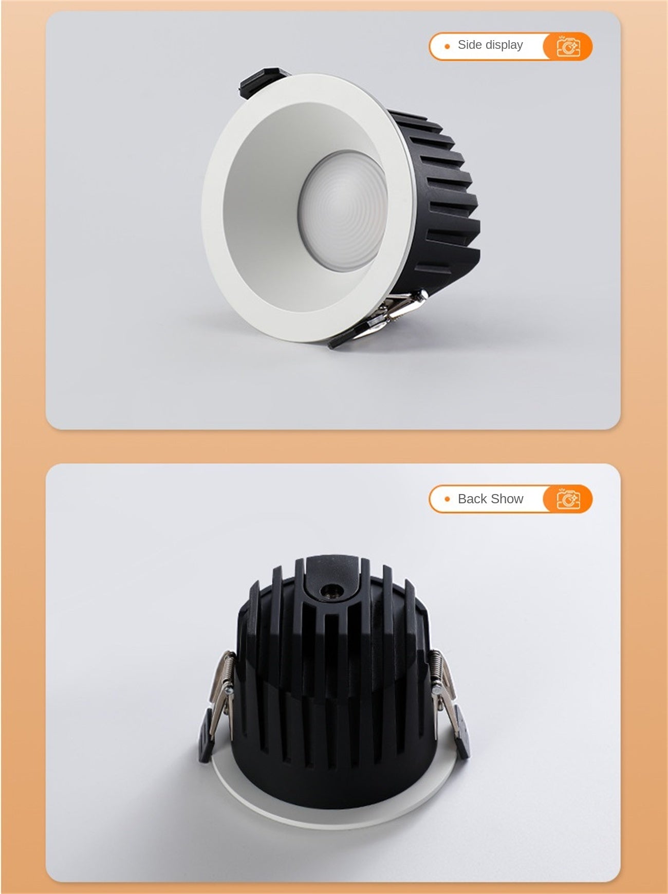 Customized IP65 waterproof tube light embedded in living room LED downlight bathroom cob deep cup eye protection waterproof Dazzling tricolor lighting