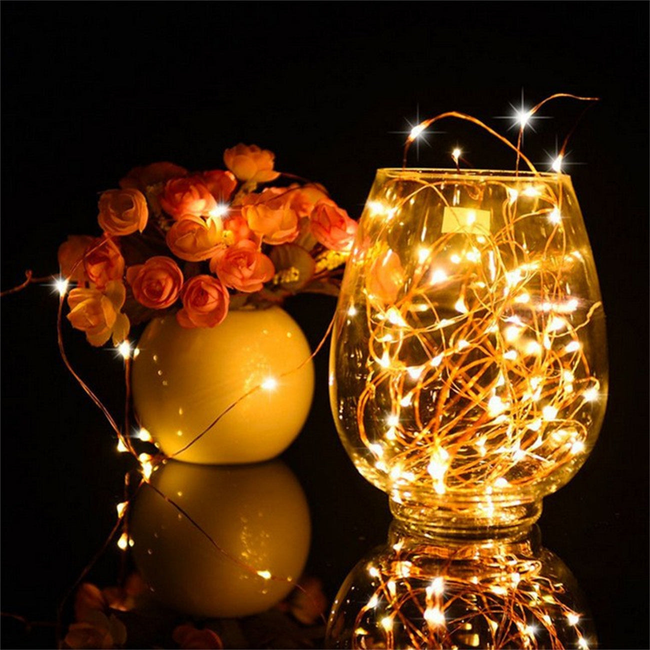 Outdoor waterproof LED solar copper wire light string remote control string light courtyard atmosphere light Christmas decoration lights