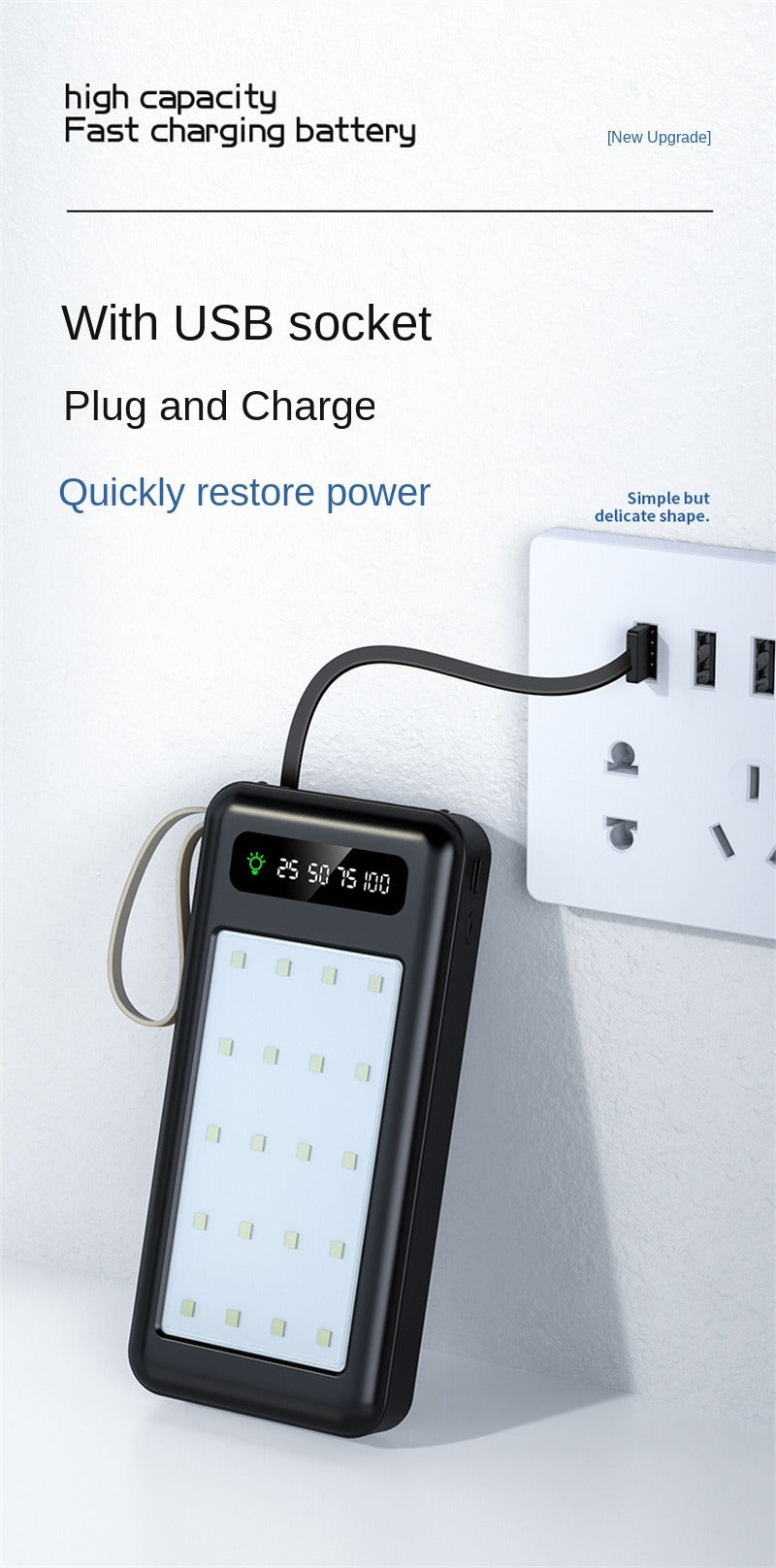 Outdoor Camping Light Power Bank 10000mAh 20000mAh Big Capacity Shareable Built-in 4-Line Mobile Power
