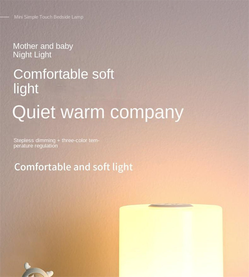 Rechargeable Touch Control Bedside Lamp Night Light for Nursery, Baby Feeding, Bedroom Eye-Caring Soft Glow, Portable Sleep Aid for Infants & New Parents