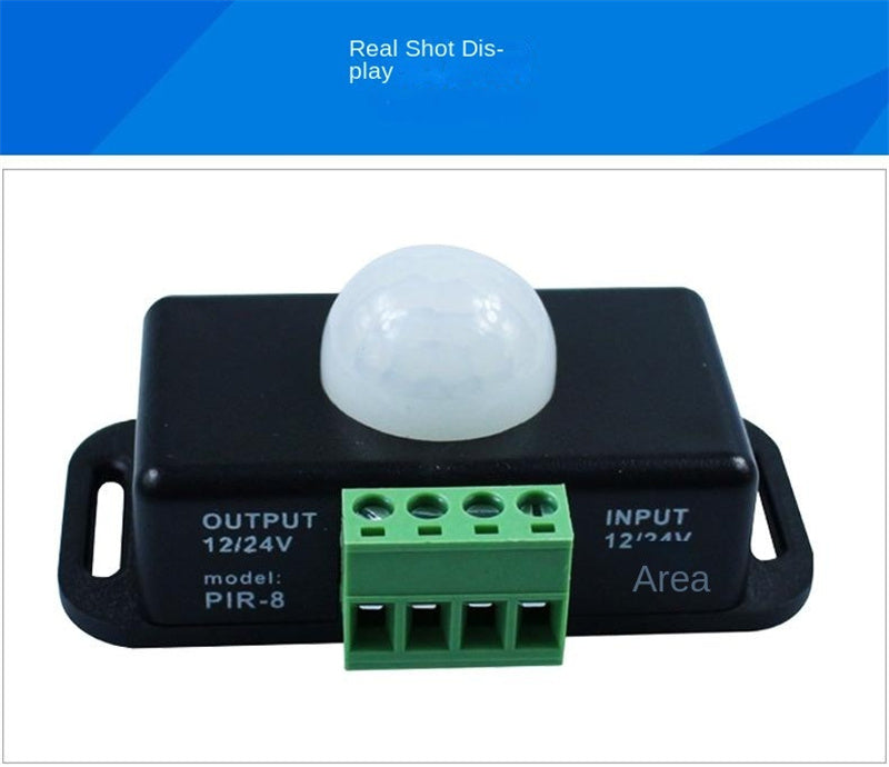 LED Motion Sensor Switch Controller – Infrared PIR Sensor for 12V/24V LED Strip Lights and Lamps