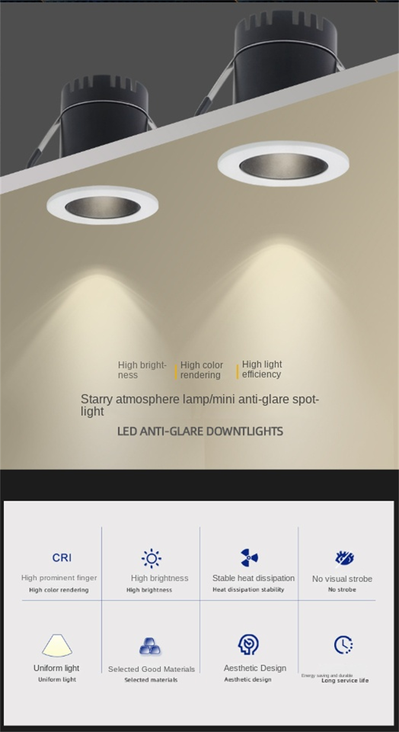 LIght tube led spotlight embedded starry sky mini spot led light for bedroom lamp, living room, wine cabinet, study room, narrow border, no main light tube led