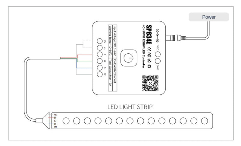 Controlador LED RGB inteligente Bluetooth - Atenuador de tira de luz RGB controlado por aplicación para 5V/12V/24V