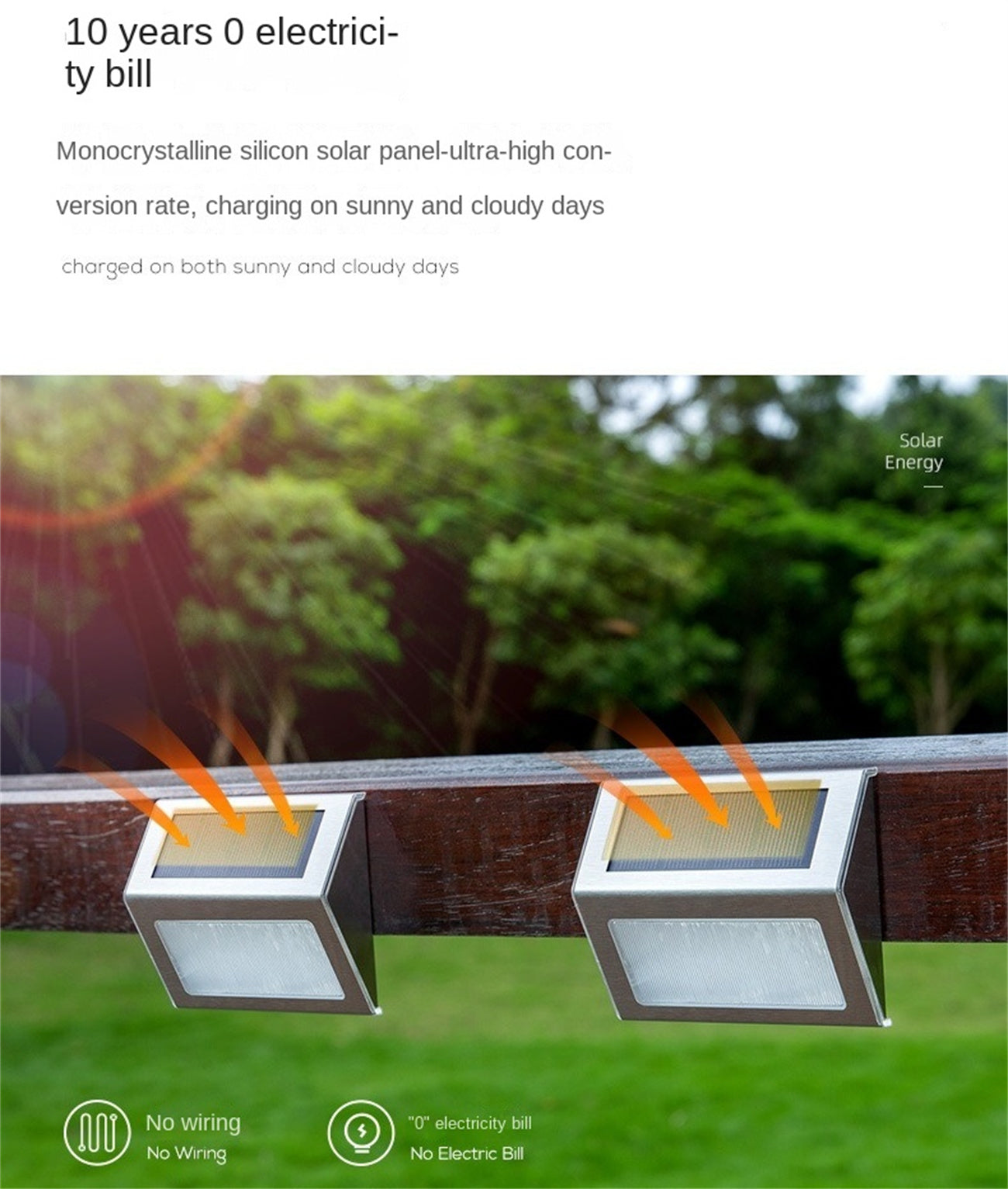 Solar Yard Light Outdoor Garden Decor Stair Step Light Landscape Wall Light