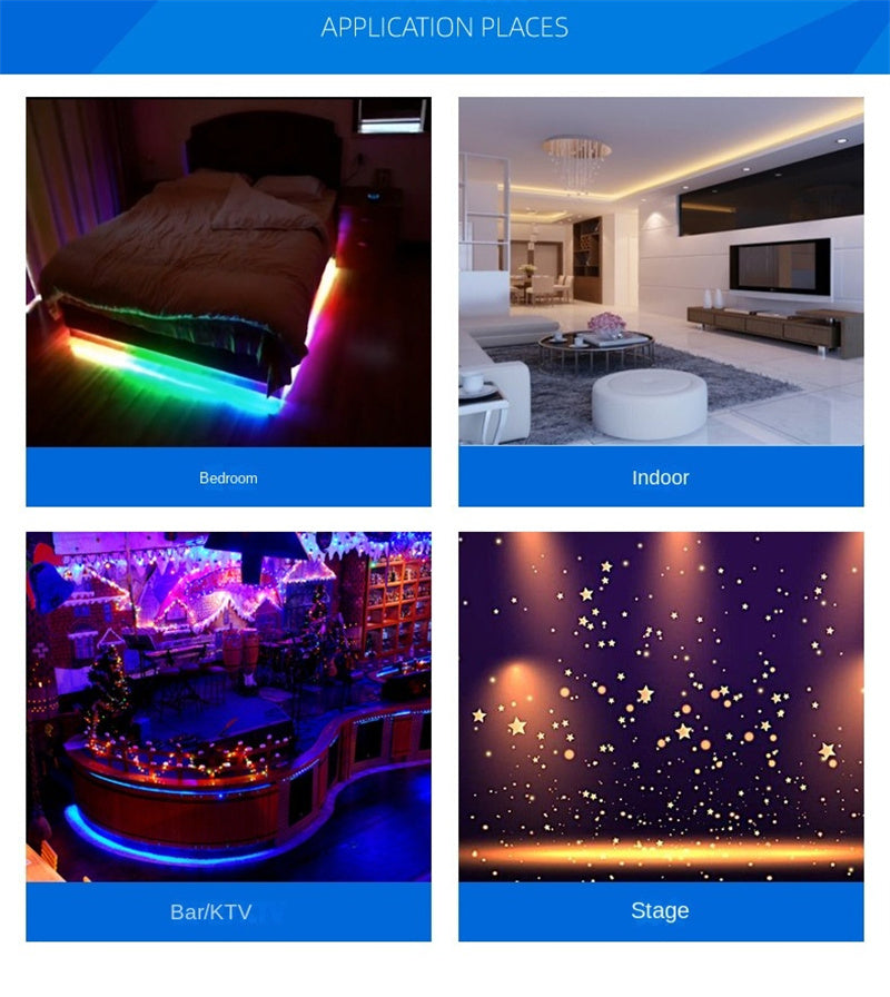 Bluetooth Music LED Controller – 5-in-1 RGB/RGBW LED Dimmer with PWM & SPI, Smart App Control for Colorful Light Strips