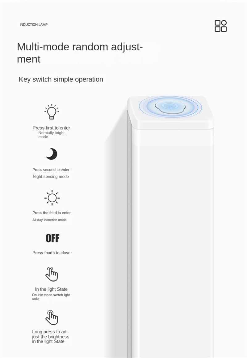 Smart Motion-Sensing LED Rechargeable Strip Light - Wireless Magnetic Adhesive Cabinet Wardrobe Lighting Bar