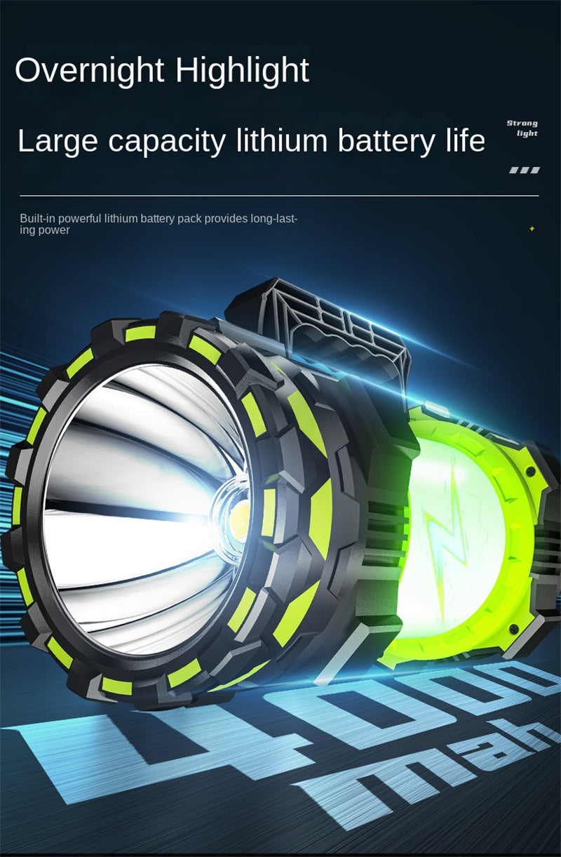Rechargeable High-Power LED Spotlight – Long-Range Beam + Side Light for Outdoor, Emergency, and Camping Use 🔋 Ultra-bright. Ultra-reliable. Always ready