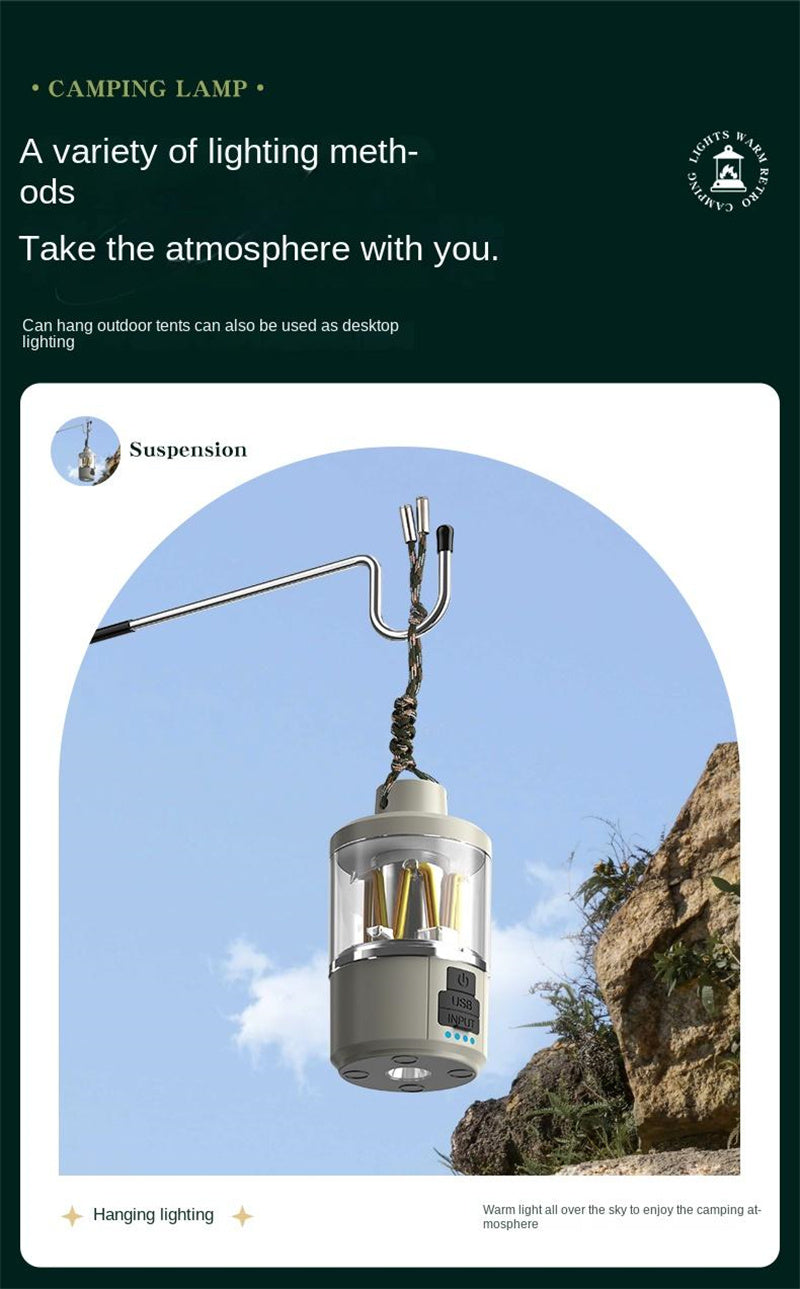 New Portable Table Lamp Multifunctional Rechargeable Lamp Vintage Mini Lamp Atmosphere Light Outdoor Powerbank Charger