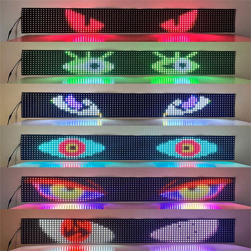 Panel LED de matriz de control de voz por IA - Pantalla suave programable DIY para ventanillas de coche "Ojos de diablo" y "Alas de ángel"