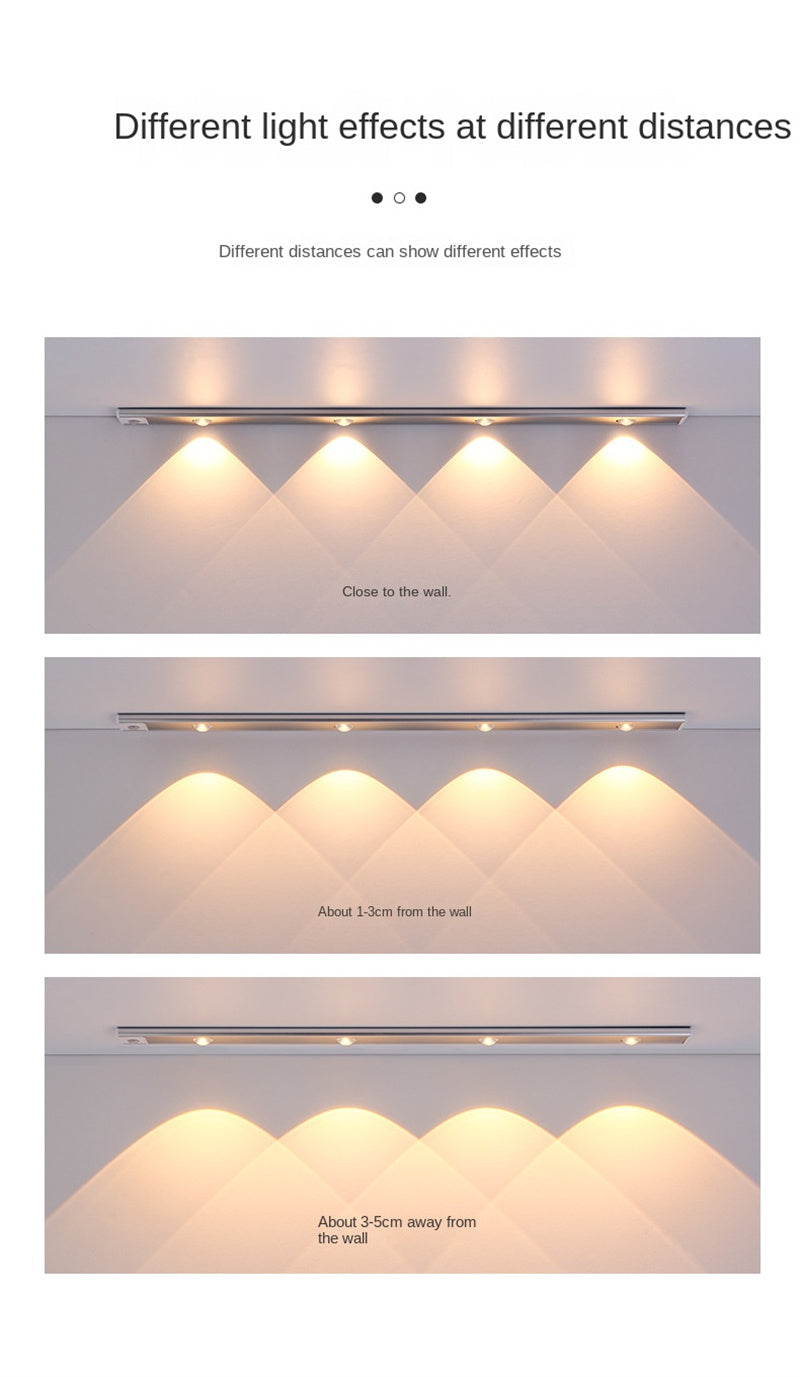 Ultra-Thin Smart Motion Sensor LED Light Strip Rechargeable Self-Adhesive Cat-Eye Lighting for Wine Cabinets&Wardrobes