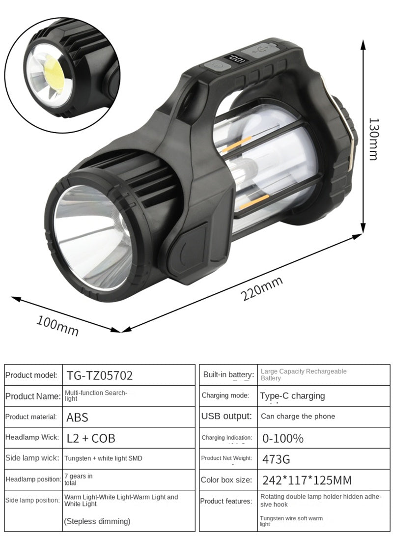 Upgraded Portable Camping Lantern - USB-C Rechargeable Waterproof Searchlight for Outdoor, Hiking, Emergencies & More