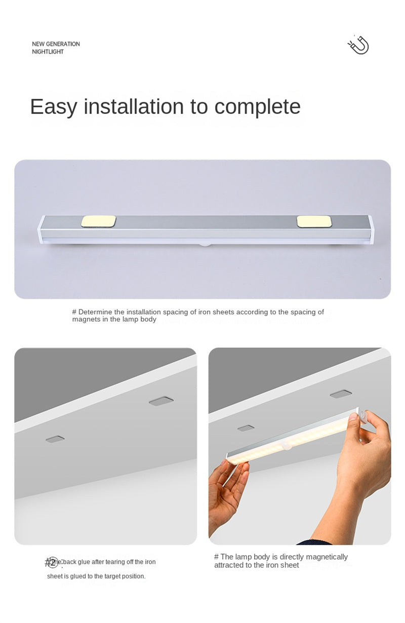Smart Motion-Sensing LED Rechargeable Strip Light - Wireless Magnetic Adhesive Cabinet Wardrobe Lighting Bar