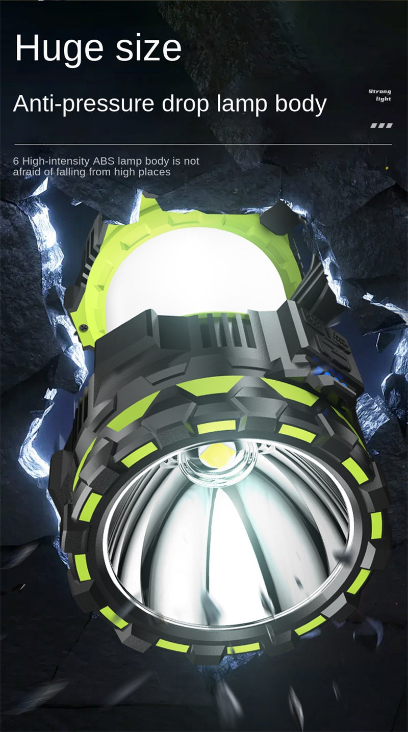Rechargeable High-Power LED Spotlight – Long-Range Beam + Side Light for Outdoor, Emergency, and Camping Use 🔋 Ultra-bright. Ultra-reliable. Always ready