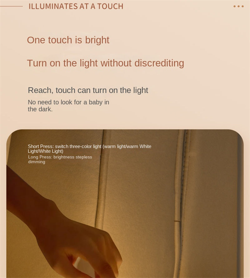 Rechargeable Touch Control Bedside Lamp Night Light for Nursery, Baby Feeding, Bedroom Eye-Caring Soft Glow, Portable Sleep Aid for Infants & New Parents