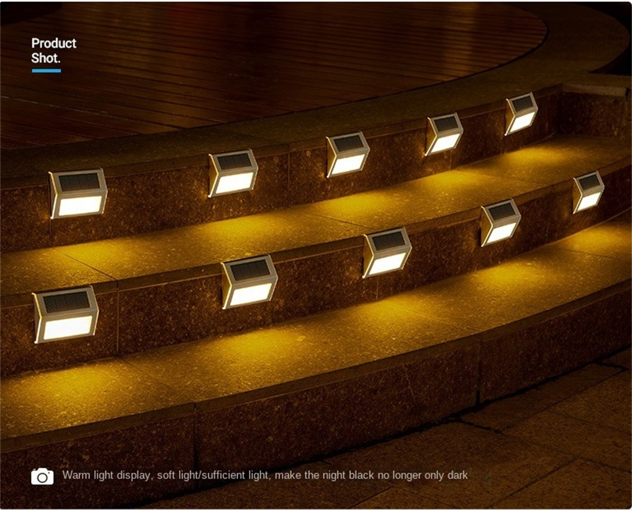 Solar Yard Light Outdoor Garden Decor Stair Step Light Landscape Wall Light