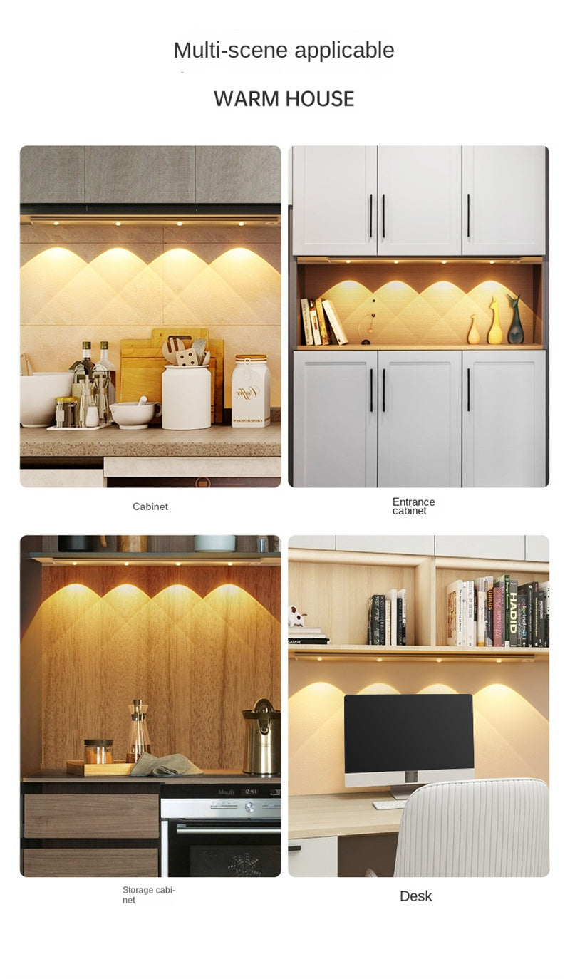 Ultra-Thin Smart Motion Sensor LED Light Strip Rechargeable Self-Adhesive Cat-Eye Lighting for Wine Cabinets&Wardrobes