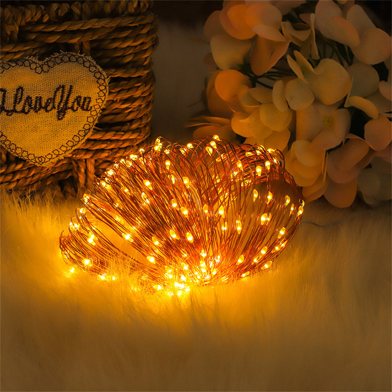 Outdoor waterproof LED solar copper wire light string remote control string light courtyard atmosphere light Christmas decoration lights