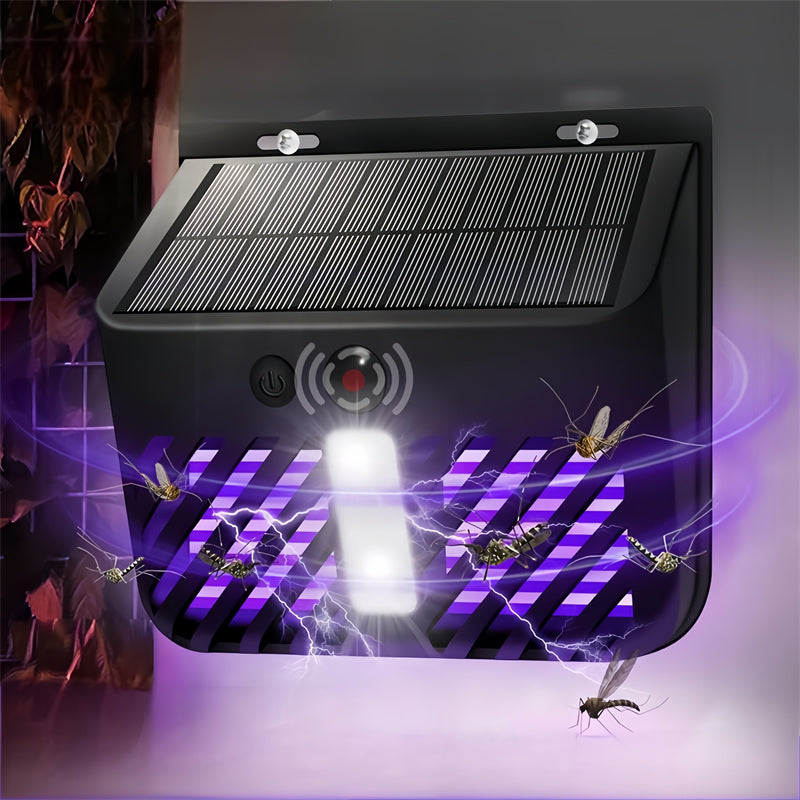 Solar Powered Outdoor Mosquito Killer Lamp Waterproof Electric Bug Zapper with LED Light for Garden, Patio, Yard & Villa