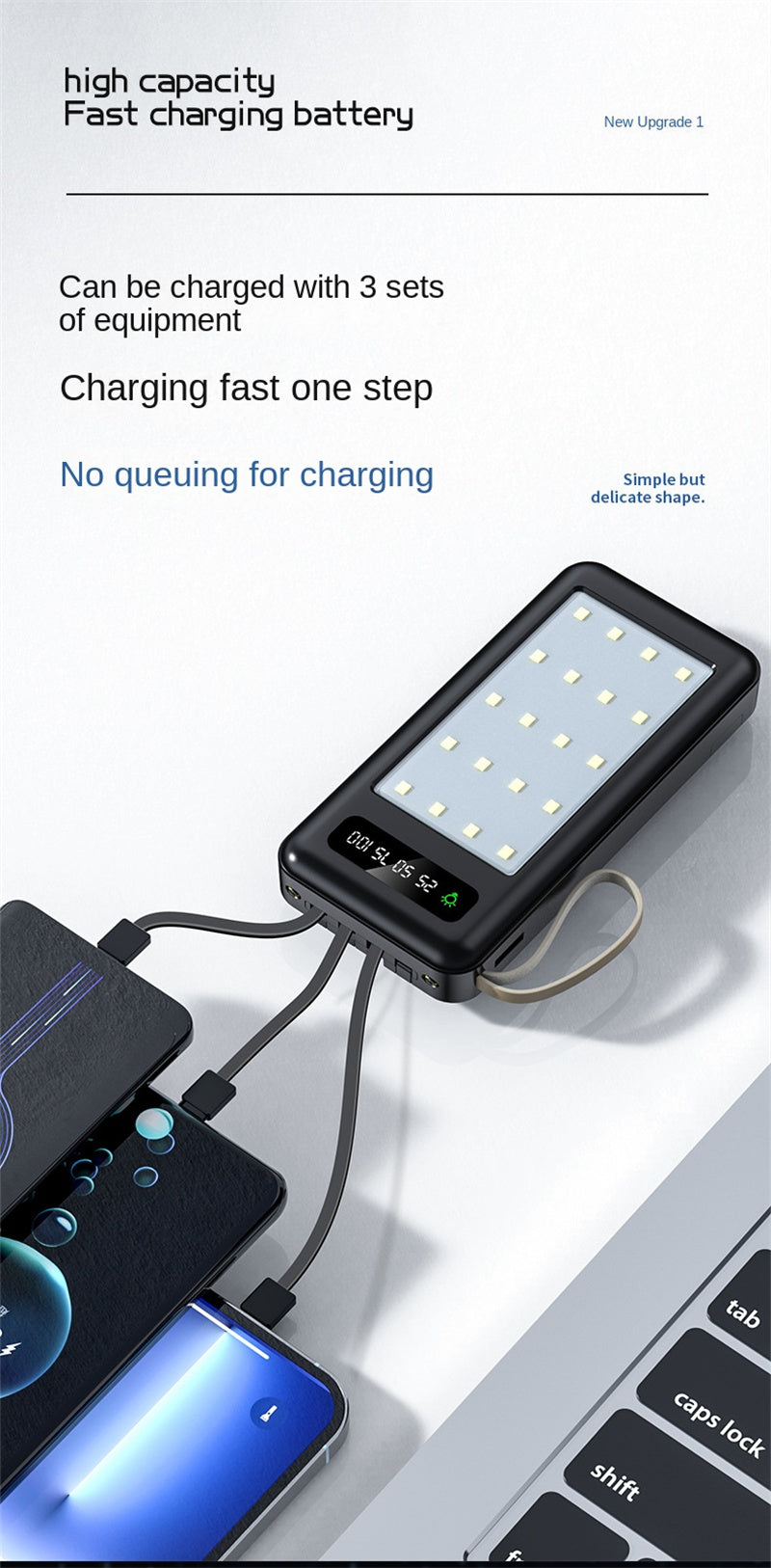 Outdoor Camping Light Power Bank 10000mAh 20000mAh Big Capacity Shareable Built-in 4-Line Mobile Power