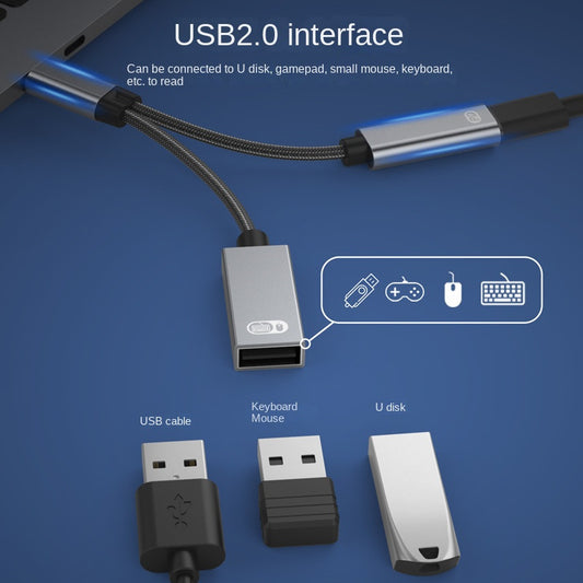 2-in-1 Multifunctional Adaptor 60W Fast Charging Type-C to USB OTG Converter Suitable for Apple 16 Connector