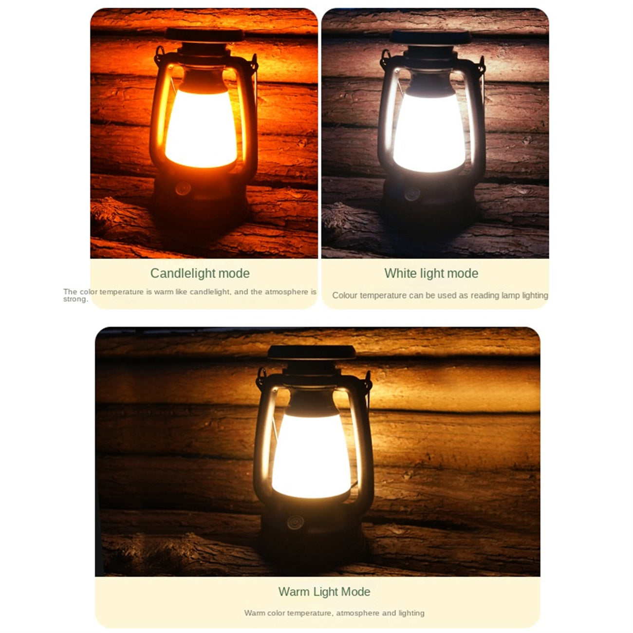Solar Powered Camping Lantern LED Tent Light Emergency Flashlight Outdoor Camping Light Vintage Hurricane Lamp