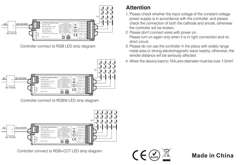 2.4G Wireless LED Dimmer Controller RGB/RGBWC Smart Group Control Touch Panel for Colorful LED Strip Lights