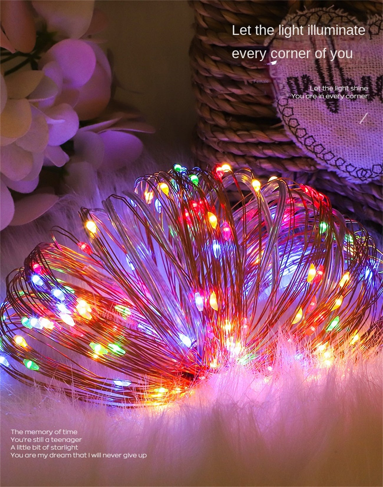Outdoor waterproof LED solar copper wire light string remote control string light courtyard atmosphere light Christmas decoration lights